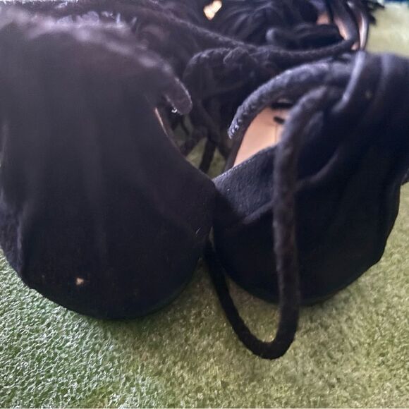 Jimmy Choo Mindy Fringed Lace-Up Sandals runway flats tie up shoes open toe y2k - Picture 6 of 11